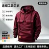 Sudadera con capucha para hombre transfronteriza, sudadera casual de color liso para otoño e invierno, top holgado para hombre con múltiples bolsillos y media cremallera, abrigo de invierno