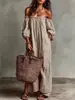 Amazon Vestido de Raya Suelto Transfronterizo Verano Nuevo Vacaciones Moda para Mujer Talla Extra Manga Corta Vestido Largo Moderno