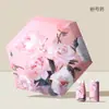 Paraguas de Protección Solar de Vinilo Negro Xia Mo Chen para Mujer, Protección UV, Paraguas Plegable de Peonía Rosa, Doble Uso para Sol y Lluvia, UPF