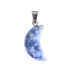 Pingente de Lua de Cristal Natural, Colar com Pingente de Cristal Rosa e Cristal Branco, Fábrica de Origem de Joias de Cristal Atacado
