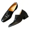 Versão em Pele de Ovelha~Design Plissado, Salto Bloco, Versátil, Sapatos de Couro de Alta Qualidade, Sapatos de Salto Médio Simples Retrô de Bico Baixo para Mulheres