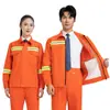 Conjunto de uniformes de saneamento personalizado para homens, roupas de trabalho para trabalhadores de paisagismo e limpeza, vestuário de proteção ao trabalhador com faixas refletivas resistentes ao desgaste, jaqueta de trabalho