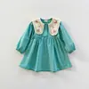 Duducream26 Estilo Coreano de Otoño Ropa para Niñas Vestido Vestido de Princesa Todo Algodón Manga Larga Falda Infantil