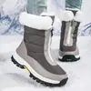 Exportación Transfronteriza Zapatos de Algodón de Talla Grande para Mujer Nuevos Antideslizantes Cremallera Frontal Forrados de Felpa Engrosados Cálidos Botas de Nieve Esquí Zapatos Grandes de Algodón