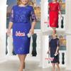 Vestido de retazos de encaje de dos piezas falsas talla grande 2025 Aliexpress Wish en tres colores, talla ocho, en stock