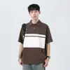 Camiseta Polo Masculina Casual de Manga Curta com Gola Listrada e Tecido Pesado