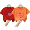 Camiseta de Manga Corta de Algodón Puro con Dibujos para Niñas Verano 2025 Nueva Tallas Mediana y Grande Estilo Coreano para Niñas Tops Holgados de Media Manga Modernos