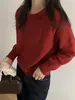 Suéter básico simple de punto de cuello en V estilo coreano para mujer, otoño/invierno 2026, corte holgado, color liso, versátil, top de capa base engrosado
