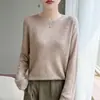 Suéter de lã de veludo minimalista de alta qualidade estilo francês para mulheres, gola redonda vazada, manga longa, malha fina, suéter macio