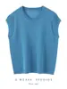 Chaleco de Punto con Cuello Redondo Estilo Perezoso para Mujer, Ajuste Ligeramente Holgado, Cubre el Cuerpo sin Ser Ajustado, Adecuado para Primavera y Verano, Se Puede Usar por Fuera o como Capa Interior, Camiseta Básica Versátil
