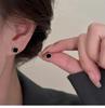 Elegante Simples Pequeno Estilo Casual Quadrado Preto Ear Studs Requintado All-match High-end Brincos de Agulha de Prata para Mulheres