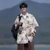 Camisa floral retro estilo Hong Kong de manga corta para hombre y mujer, corte holgado, cuello de solapa, camisa floral estilo japonés, ropa casual para vacaciones en la playa