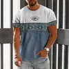 Nueva Estación Independiente de Amazon Nueva Tendencia Urbana Casual Europea y Americana Impresión Digital 3D Cuello Redondo Camiseta de Manga Corta para Hombre