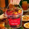 Balde Portátil de Plástico PP com Tampa para Frutos do Mar, Garrafa de Plástico para Gelatina de Gelo, Chá de Frutas, Pasta de Taro, Embalagem Atacado, Selado