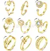 Anillo Giratorio de Plata Tailandesa para la Ansiedad Anillo para el Dedo Índice Multi-Círculo Cuentas de Transferencia Auspicioso Transferencia Moda Coreana Regalo para Novia