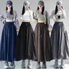 Falda plisada para mujer, nuevo estilo otoño e invierno, de cintura alta, con cordón, falda midi fluida, falda de paraguas con dobladillo ancho