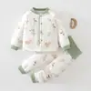 Conjunto de algodón de dos piezas para bebé para invierno, ropa de algodón acolchada de 40 g para niños pequeños, cálido y engrosado, pantalones de algodón para bebé de cintura alta