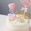 Decoración para Hornear Pastel Mini Corona Plateada Pequeña Diosa Pastel de Cumpleaños Nubes de Globo Rosa Adornos del Día de San Valentín