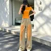Conjunto Esportivo Casual Super Quente e Fresco de Dopamina para Mulheres Verão Redutor de Idade Manga Curta Jeans Degradê Calças Wide-Leg Conjunto de Duas Peças