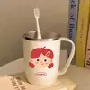 Familia de Cuatro Dibujos Animados Vasos Gruesos Lindos para Enjuague Bucal Cepillos de Dientes de Acero Inoxidable 304 Resistentes a la Suciedad Pareja Set Creativo para Cepillarse y Lavarse