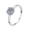 Anillo de Plata de Ley 925 Chapado en Oro de 18 Quilates, Moda de Lujo Ligero Anillo de Compromiso de 0.5 Quilates, Anillo para Mujer de Moissanita, Venta al por Mayor de Fábrica