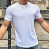 Americano Verano Músculo Fitness Hermanos Delgado Moderno Marca Manga Corta para Hombre Malla Color Puro Camiseta Entrenamiento Cuello Redondo Top