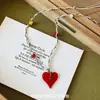 Collar con Colgante de Cachorro Juguetón y Manzana Adecuado para Verano, Cadena Larga Tejida para Suéter Dopamina Linda para Mujer