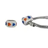 Acessórios europeus e americanos criativos simples em liga metálica em formato de coração, coração de pêssego, duas cores, com gota, furo grande, contas para pulseira DIY, contas soltas