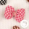 Tecido xadrez algodão bolinhas laço broche laço estéreo diy acessórios de cabelo feitos à mão acessórios para sapatos e meias