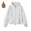 Sudadera con capucha de forro polar gris pesado estilo americano para hombre, otoño invierno, diseño deconstruido, sentido de la moda, sudadera con capucha de capas, ajuste limpio, cárdigan, prenda de abrigo