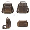 2024 Nova Bolsa Masculina de Couro Wax Top Camada Couro Bovino Bolsa Transversal Masculina Casual para o Dia a Dia Bolsa de Ombro Avançada Masculina Atacado