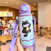 Linda taza térmica de acero inoxidable de nuevo estilo con pajita para niñas, alto valor estético, taza especial para estudiantes y niños que van a la escuela