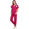 Uniformes de enfermería personalizados hechos de tela de poliéster impresa digitalmente con escote en V, ropa para dentistas, OEM de comercio exterior en lotes pequeños y dropshipping