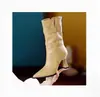 Botas de Media Caña con Punta Estilo Coreano para Mujer 2026 Otoño/Invierno Nuevo Llegada Hebilla Tacón Grueso Botas de Moda Versátiles Tacón Alto Botas Adelgazantes