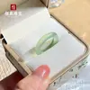 Anel fino de ágata calcedônia branco gelo para homens e mulheres, anel de ágata jade 3MM, anel de casal, anel de falange