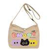 Bolsa de lona de gran capacidad con estampado de letras de dibujos animados para mujer popular en Tailandia, bandolera universal para todo tipo de atuendos, bolsa de mano para el trabajo