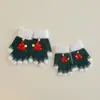 Guantes de Navidad Tejidos de Otoño e Invierno para Mujer Engrosados Cálidos de Año Nuevo Familiares Rojos de 5 Dedos Pelo de Visón Guantes para Niños