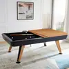 Mesa de Billar Madera Maciza Tipo Estándar Uso Doméstico Mesa de Billar Tres en Uno Estilo Chino Mesa de Bola Ocho Negra con Ruedas Color