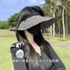Sombrero de Sol Estilo Diadema Abierto para Mujer, Sombrero de Sol de Ala Ancha para Verano, Protección UV, Sombrero de Sol Rayado Plegable