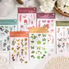 Adesivos de Transferência Dança dos Sonhos Série Flores da Primavera Quatro Estações Planta e Floral Base para Decoração de Diário 3 Folhas 6 Designs