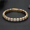 Pulsera de hip hop transfronteriza de 7 mm con hebilla de clip, cadena de azúcar de roca de circonita, joyería popular europea y americana, pulsera para hombre al por mayor