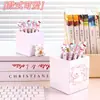 Portaplumas Rosa de Gato Lindo y Elegante Almacenamiento para Estudiantes de Dormitorio Caja de Almacenamiento de Gran Capacidad Caja de Papelería para Escritorio