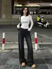 Jeans Feminino Simples e Luxuoso, Caimento Relaxado/Levemente Flare Solto de Cintura Alta, Perna Larga Reto Emagrecedor Stretch Preto e Cinza, Novo Modelo Outono 2026