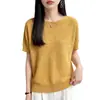 Nuevo Suéter de Punto Redondo con Mangas Murciélago, Manga Corta, Color Sólido, Calado, Corte Holgado, Camiseta Base Superior