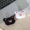 Dientes Lindos y Feos Gatito Negro y Blanco Peludo Juguete de Peluche Colgante Figura de Bordado de Dibujos Animados Llavero Muñeca de Máquina de Garra Colgante