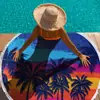 Toalla de Playa de Microfibra Grande Transfronteriza, Esterilla de Playa Redonda Estampada con Borlas, Toalla de Baño de Secado Rápido, Toalla Personalizada