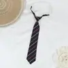 Corbata de Lazo Perezoso Rayada Roja y Dorada, No Necesita Atarse, Corbata Estilo Uniforme Escolar Japonés para Mujeres, Foto de Graduación, Corbata de Uniforme Académico Marrón para Hombre
