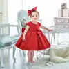 Vestido de Princesa para Meninas Vestido de Primeiro Aniversário 2026 Novo Vermelho Costas Abertas Vestido Tutu para Daminha Elegante Vestido de Ano Novo para Bebê Menina