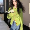 Abrigo tipo suéter estilo coreano retro, nuevo modelo 2026, corte holgado casual, diseño favorecedor, cárdigan con estampado de corazón, top de punto moderno