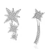 Arete de Estrella de Seis Puntas Estilo Coreano Moda Elegante Largo Incrustado de Diamantes Asimétrico Personalizado para Niña Estrella de Celebridad de Internet